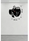 Mey İthalat® Star Wars Temalı Ahşap Duvar Saati - 40x40 cm Lazer Kesim Dekoratif