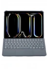 Mey İthalat®  T5504D iPad Pro 11 (2024) Kılıf Palermo Ledli Klavyeli Standlı Tablet Kılıfı - Siyah