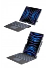 Mey İthalat®  T5509D iPad Pro 12.9 (2022) Kılıf Palermo Ledli Klavyeli Standlı Tablet Kılıfı - Siyah