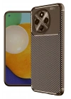 Mey İthalat®  Tecno Spark 30 Pro Kılıf Auto Focus Karbon Kapak - Kahverengi