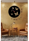Mey İthalat® Uçuşan Kelebekler Tasarım Ahşap Duvar Saati - 40x40 cm Dekoratif