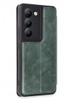 Mey İthalat®  Vivo V30 Lite 4G Kılıf Flip Cover - Koyu Yeşil