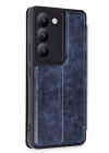Mey İthalat®  Vivo V30 Lite 4G Kılıf Flip Cover - Lacivert