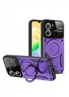 Mey İthalat®  Vivo Y16 Kılıf Joy Lens Standlı Kapak - Mor