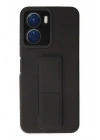 Mey İthalat®  Vivo Y16 Kılıf Mega Standlı Silikon - Siyah