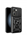 Mey İthalat®  Vivo Y18 Kılıf Pars Lens Yüzüklü Silikon - Siyah