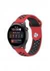 Mey İthalat®  Watch 20mm Spor Delikli Kordon - Kırmızı-Siyah