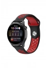 Mey İthalat®  Watch 20mm Spor Delikli Kordon - Siyah-Kırmızı