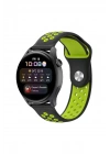 Mey İthalat®  Watch 20mm Spor Delikli Kordon - Siyah-Yeşil