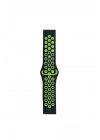 Mey İthalat®  Watch 20mm Spor Delikli Kordon - Siyah-Yeşil