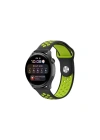 Mey İthalat®  Watch 20mm Spor Delikli Kordon - Siyah-Yeşil