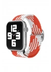 Mey İthalat®  Watch 20mm Star Kordon - Beyaz-Kırmızı