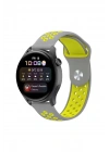Mey İthalat®  Watch 22mm Spor Delikli Kordon - Gri-Yeşil