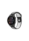 Mey İthalat®  Watch 22mm Spor Delikli Kordon - Siyah-Beyaz