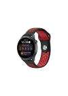 Mey İthalat®  Watch 22mm Spor Delikli Kordon - Siyah-Kırmızı