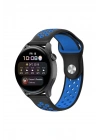 Mey İthalat®  Watch 22mm Spor Delikli Kordon - Siyah-Mavi