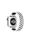 Mey İthalat®   Watch 38mm Ayarlı Delikli Silikon Kordon - Beyaz-Siyah