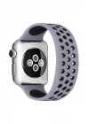 Mey İthalat®   Watch 38mm Ayarlı Delikli Silikon Kordon - Gri-Siyah