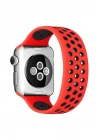 Mey İthalat®   Watch 38mm Ayarlı Delikli Silikon Kordon - Kırmızı-Siyah
