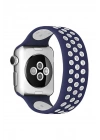 Mey İthalat®   Watch 38mm Ayarlı Delikli Silikon Kordon - Lacivert-Beyaz