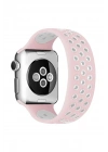 Mey İthalat®   Watch 38mm Ayarlı Delikli Silikon Kordon - Pembe-Beyaz