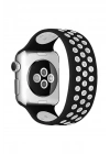 Mey İthalat®   Watch 38mm Ayarlı Delikli Silikon Kordon - Siyah-Beyaz