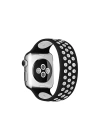 Mey İthalat®   Watch 38mm Ayarlı Delikli Silikon Kordon - Siyah-Beyaz