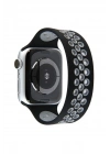 Mey İthalat®   Watch 42mm Ayarlı Delikli Silikon Kordon - Siyah-Gri