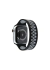 Mey İthalat®   Watch 42mm Ayarlı Delikli Silikon Kordon - Siyah-Gri