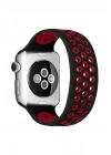Mey İthalat®   Watch 42mm Ayarlı Delikli Silikon Kordon - Siyah-Kırmızı