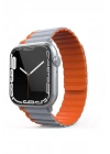 Mey İthalat®   Watch 42mm MO-WB1 Çift Renk Mıknatıslı Silikon Kordon - Gri-Turuncu