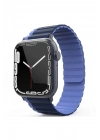 Mey İthalat®   Watch 42mm MO-WB1 Çift Renk Mıknatıslı Silikon Kordon - Lacivert-Mavi