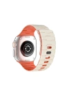 Mey İthalat®   Watch Ultra 49mm Wowen Kordon - Beyaz-Turuncu