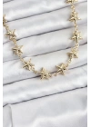 Mey İthalat® Yıldız Model Pirinç Gold Renk Kadın Kolye