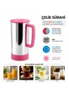 PEMBE - PASLANMAZ ÇELİK SICAK - SOĞUK ÇELİK SÜRAHİ (5468)