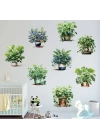 Saksılı Çiçek Tasarımlı 8li Sticker (5468)