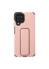 Samsung Galaxy A22 Kılıf Mega Standlı Silikon - Pudra