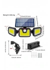 Üçlü Solar Led Projektör – Beyaz Işık – Sensörlü Dış Mekân Aydınlatma (5468)