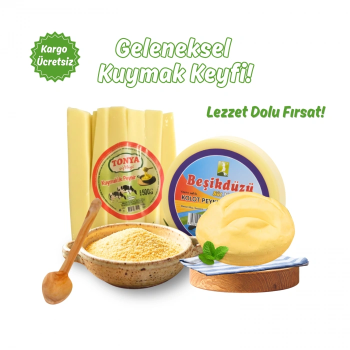 Geleneksel Kuymak Seti (Kolot Peyniri, Kuymaklık Peynir, Mısır Unu, Tereyağı, Kaşık) – Karadeniz Lezzeti