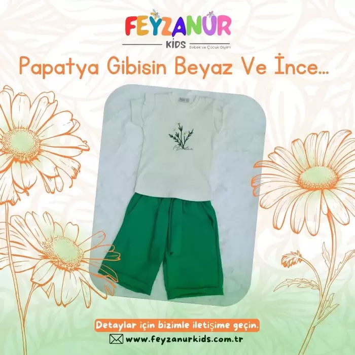 Kız Çocuk - Çiçek Basklı Alt-Üst Takım