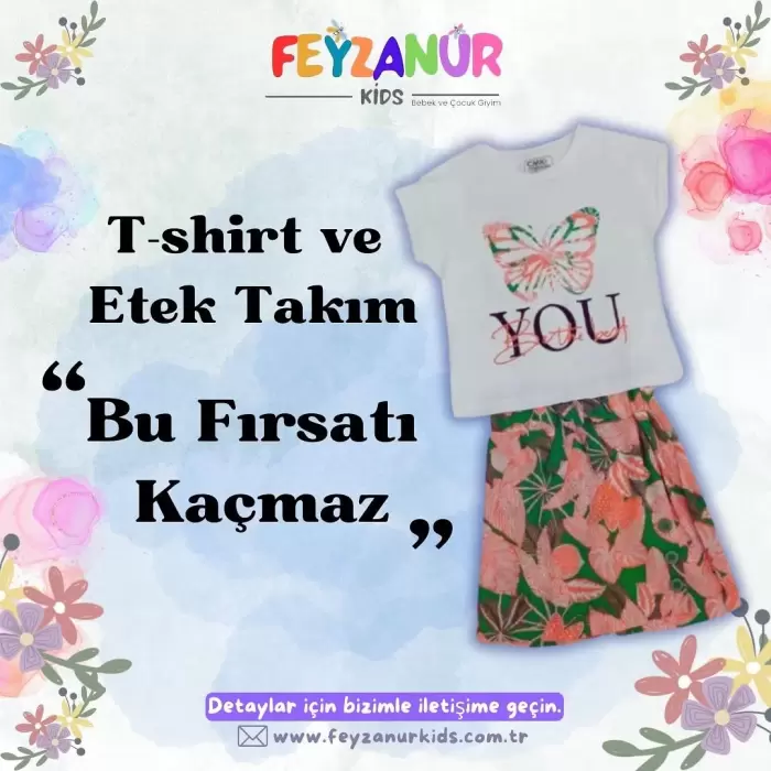 Kız Çocuk - T-shirt & Etek Alt-Üst Takım