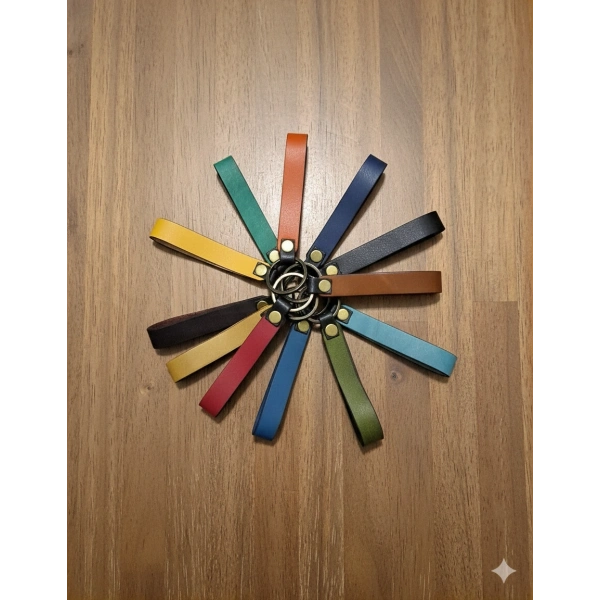 Hakiki Deri El Yapımı Düz Anahtarlık, Ayna Süsü, Çanta Süsü Çok Amaçlı