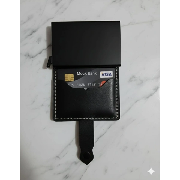 Hakiki Deri Mekanizmalı Akıllı Cüzdan Kartlık