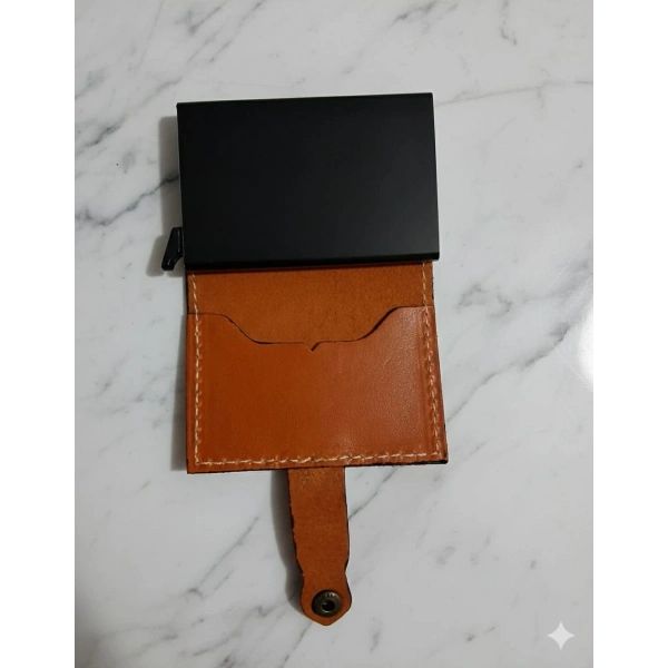 Hakiki Deri Mekanizmalı Akıllı Cüzdan Kartlık