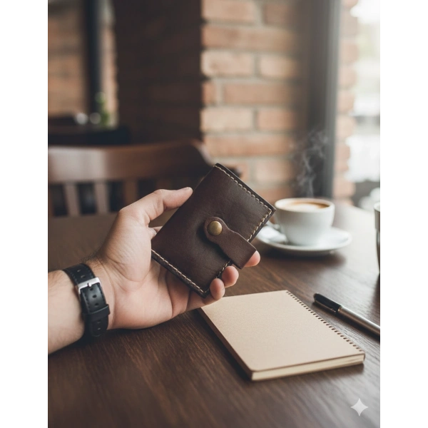 Hakiki Deri Akordiyon Cüzdan Kartlık