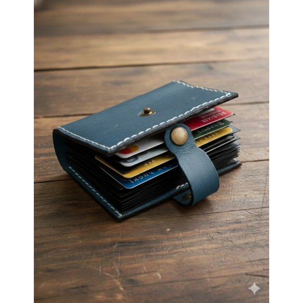 Hakiki Deri Akordiyon Cüzdan Kartlık