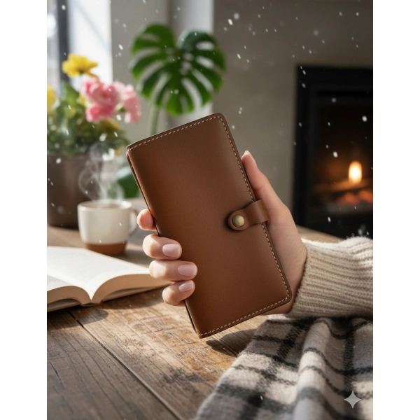 Hakiki Deri Kadın Cüzdan Bozuk Para Kartlık ve Kağıt Para Gözlü