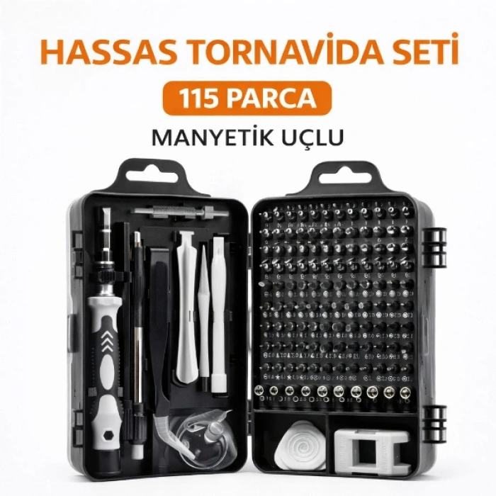 115 Parça Manyetik Uçlu Hassas Tornavida Seti