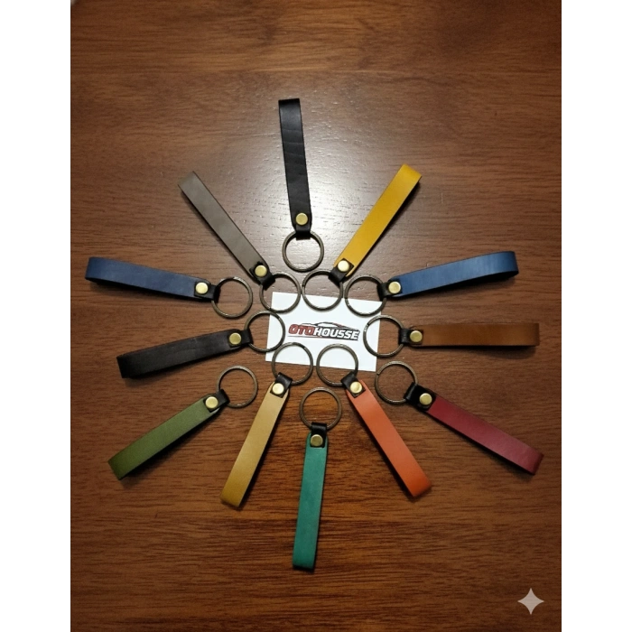 Hakiki Deri El Yapımı Düz Anahtarlık, Ayna Süsü, Çanta Süsü Çok Amaçlı