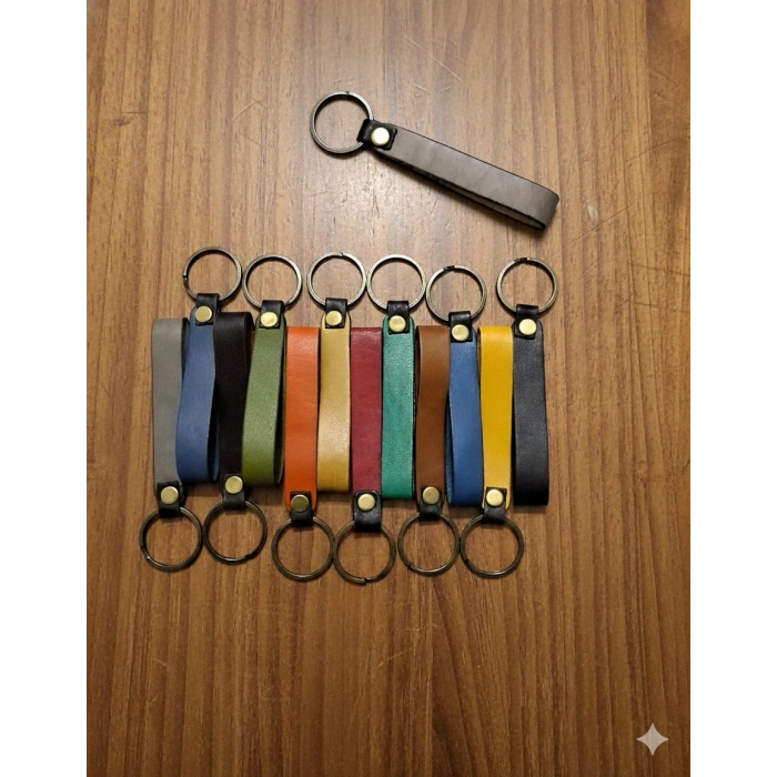 Hakiki Deri El Yapımı Düz Anahtarlık, Ayna Süsü, Çanta Süsü Çok Amaçlı